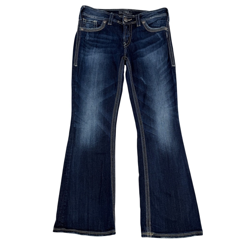 Silver Jeans Co Suki Surplus Jeans Womens 29 Dark Wash Bootcut Contrast Stitch